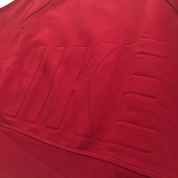Nike Cropped Versa Dri-Fit Crew Neck Sweatshirt, Embossed Logo, Red, Size M - Picture 2 of 9